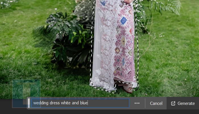 photoshop mengganti baju pengantin menggunakan generative fill